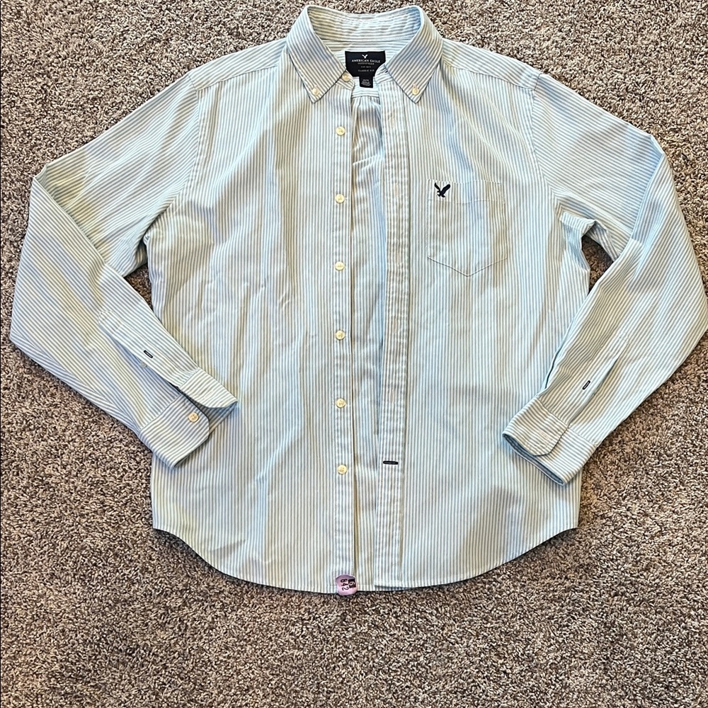 American Eagle Outfitters Light Blue Striped Shirt